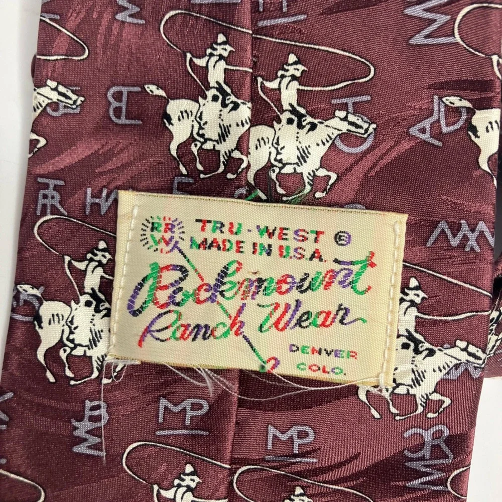 Rockmount ranch wear 100% silk tie vintage tru-west‎ made in the USA western